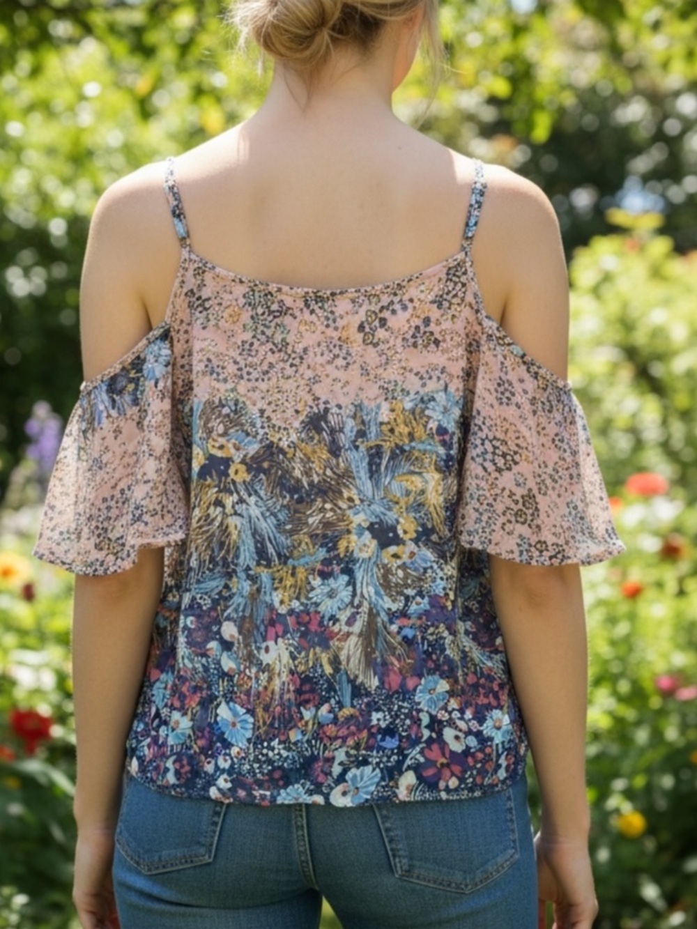 Aratta Floral Cold-Shoulder Camisole in Multi-Color Small - Picture 2 of 5